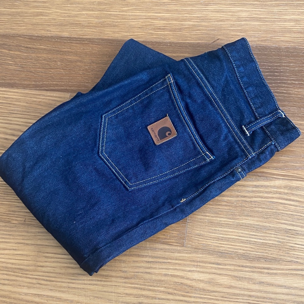 New Carhartt Men Relaxed Fit 5-Pocket Blue Workwear Jean Pants Size 29 x 34